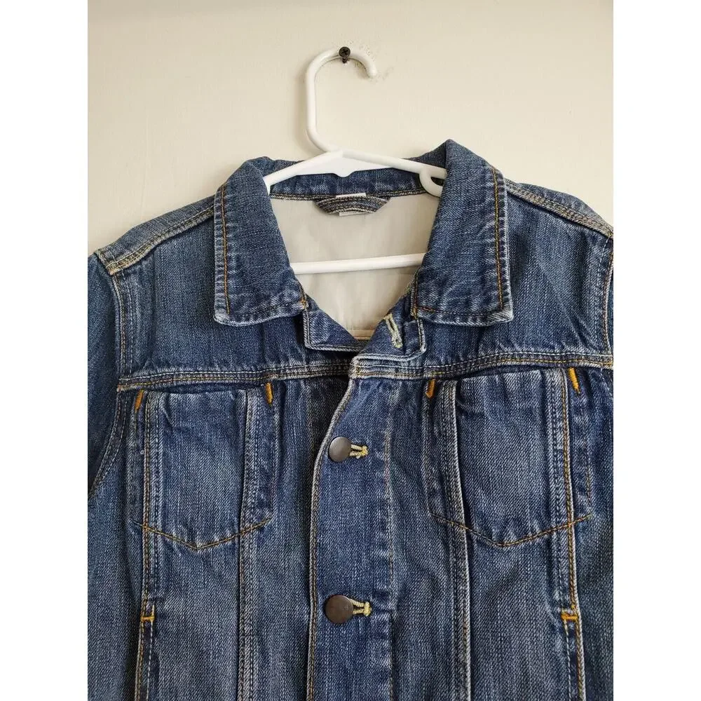 J‎ Crew Crewcuts Denim Jean Jacket Dark Blue Girls 10 Kids 100% Cotton